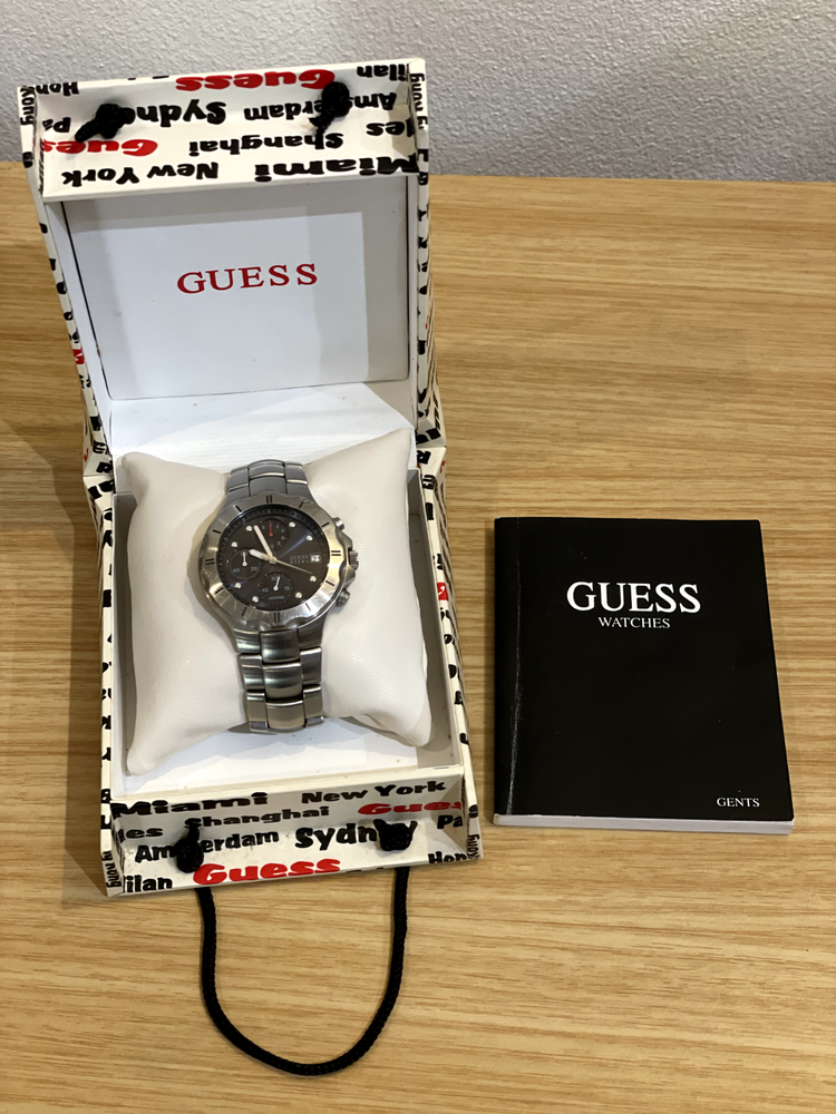 GUESS WaterPro Steel Chronograph Date Watch I10121G3 with Bracelet Band & New Battery