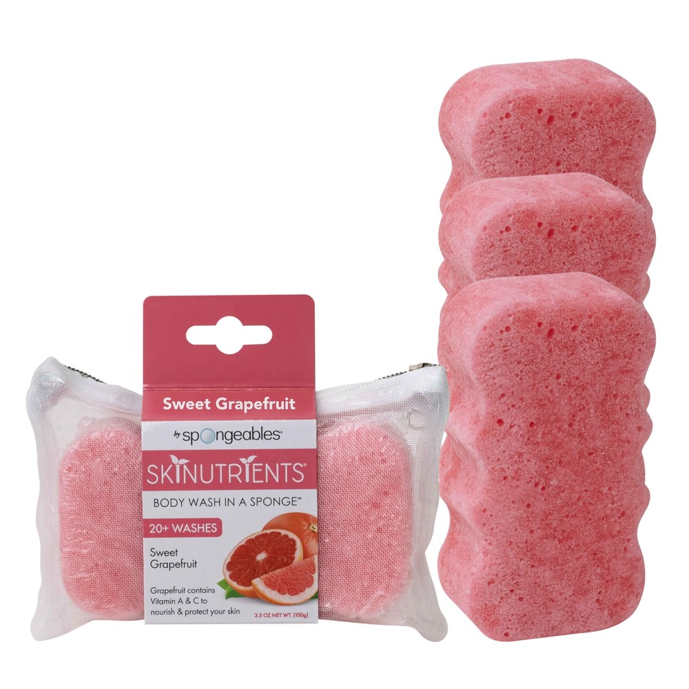 Sweet Grapefruit Body Wash Sponge 3-Pack (20+ Washes)