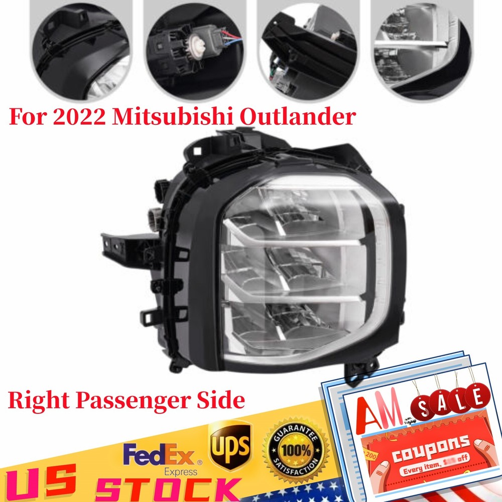 For 2022 Mitsubishi Outlander Right Headlight Passenger Side LED Clear Headlamp
