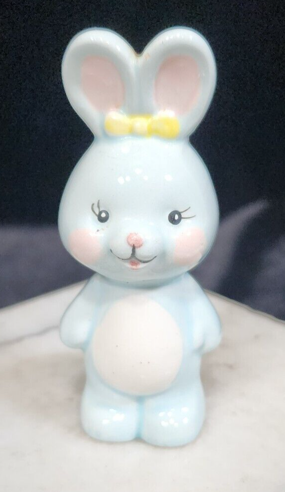 Baby Blue Ceramic/Porcelain Bunny Rabbit Easter Figurine 3.5