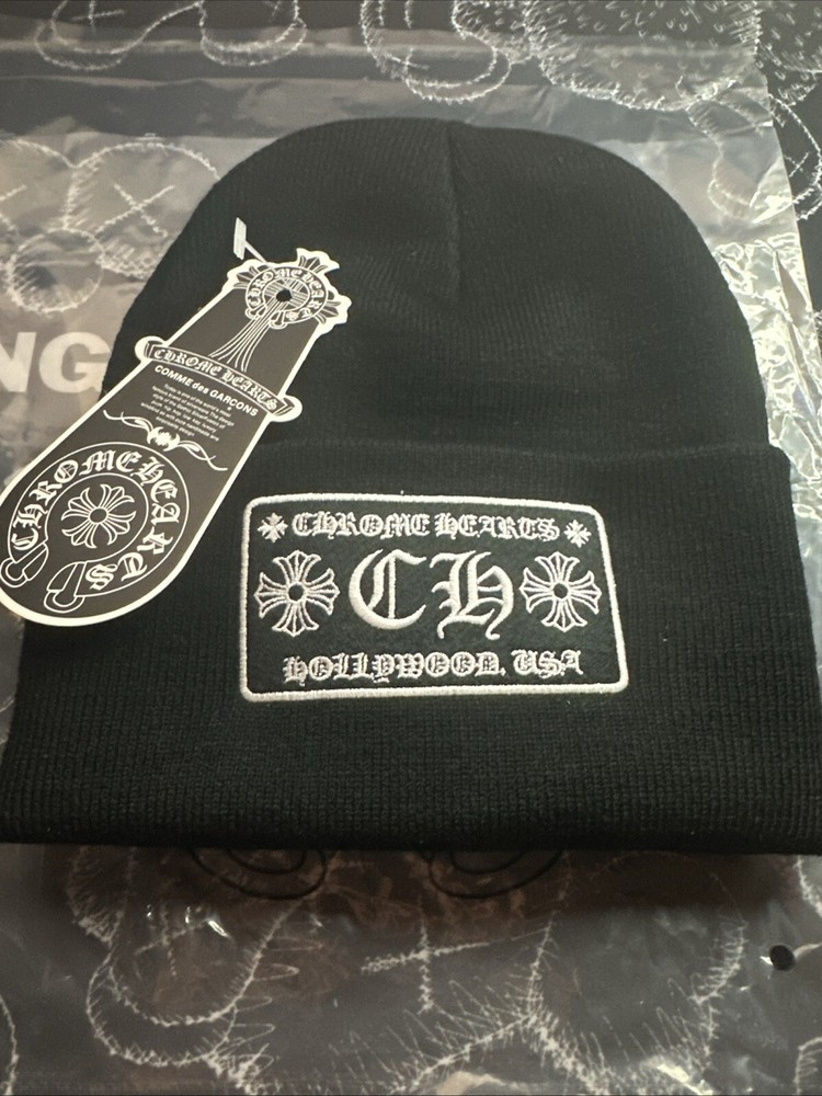Chrome Hearts Black CH Logo Beanie