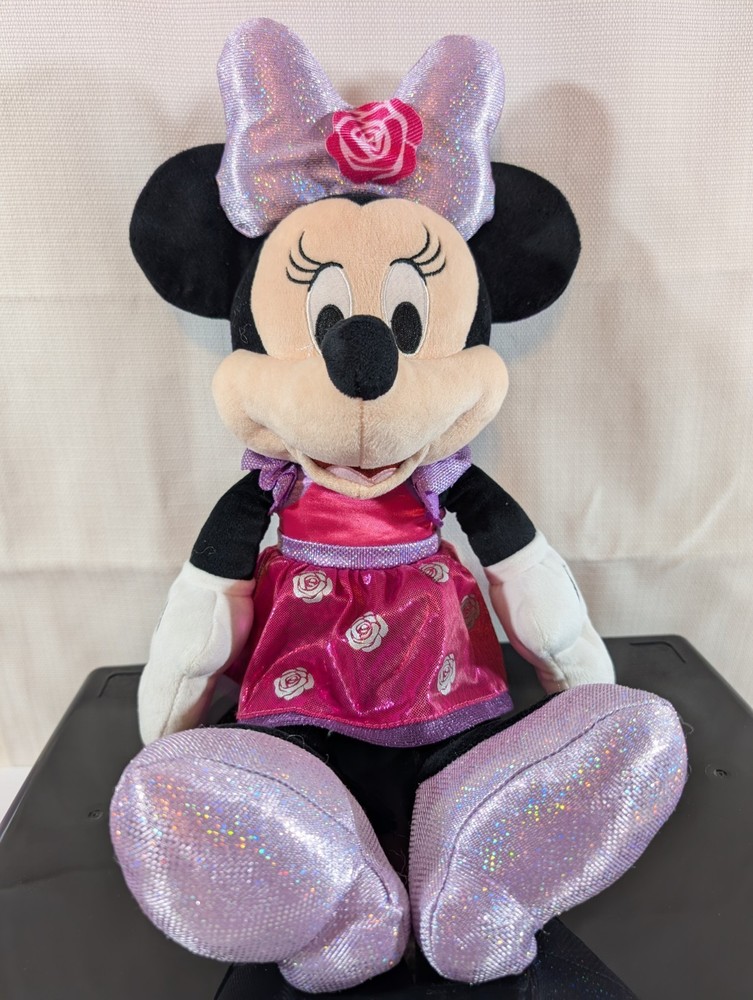 Disney Talking Minnie Mouse Glows-A-Bow Plush Light-Up Bow Sparkly 17