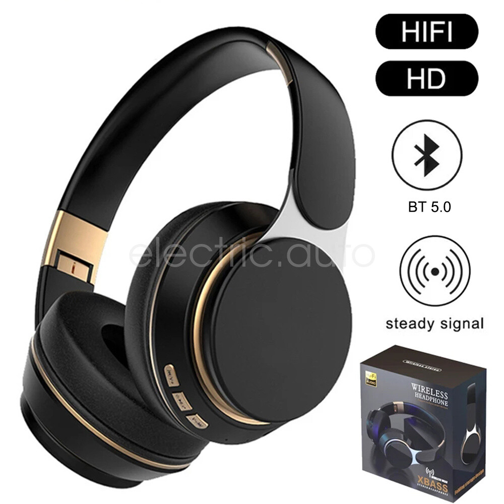 Wireless Bluetooth Over-Ear Headphones with Noise Cancellation & Built-in Mic