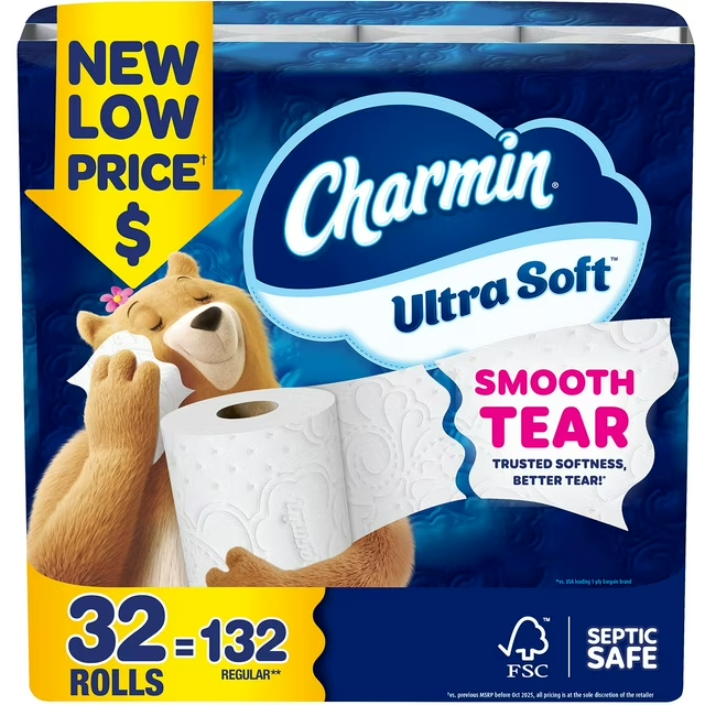 Charmin Ultra Soft 2-Ply Toilet Paper 32 rolls, 215 sheets/roll