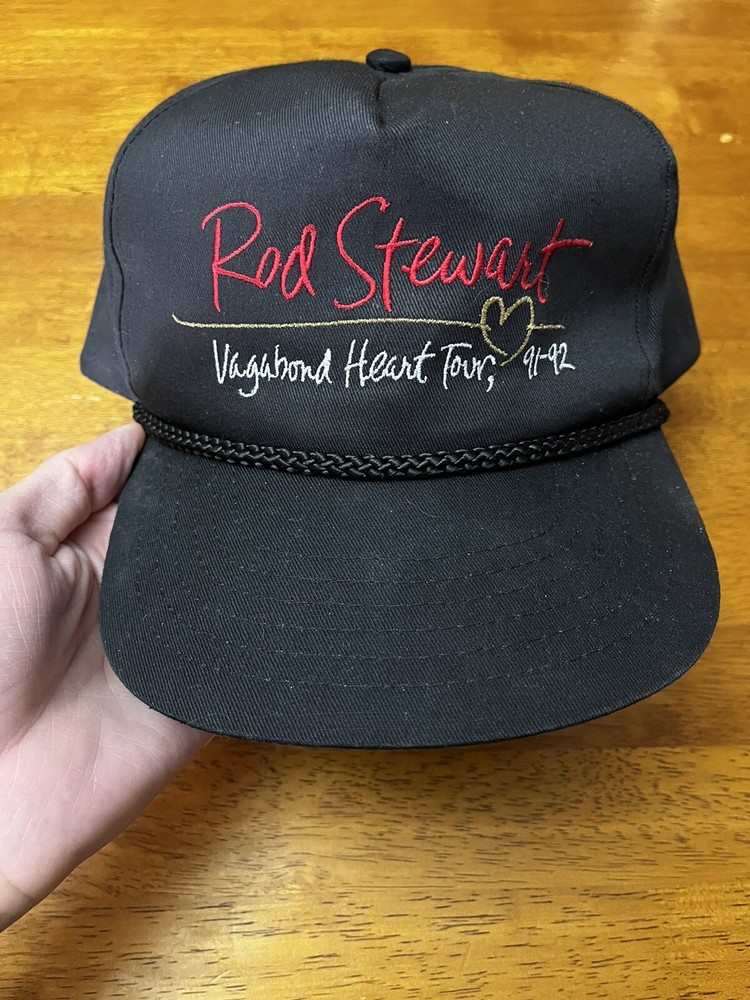VTG Rod Stewart Hat Cap SnapBack Trucker Vagabond Heart Tour 90s USA Made Music
