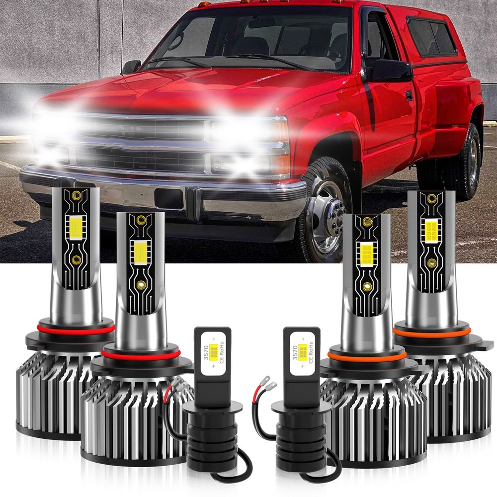 LED Headlight High/Low + Fog Light Bulbs white kit For Chevrolet C2500 1990-1998