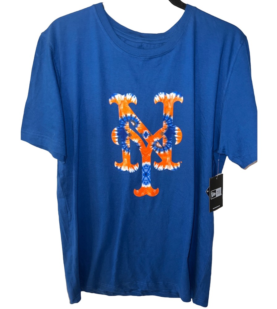 New Era New York Mets T Shirt Mens Sz M MLB Marbled Tie Die Logo Baseball New