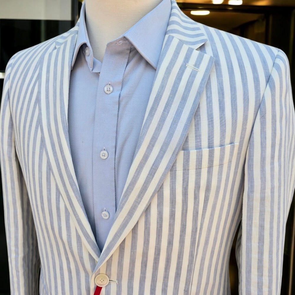 Tommy Hilfiger Bengal Striped Linen Blazer 40R Dual Vent