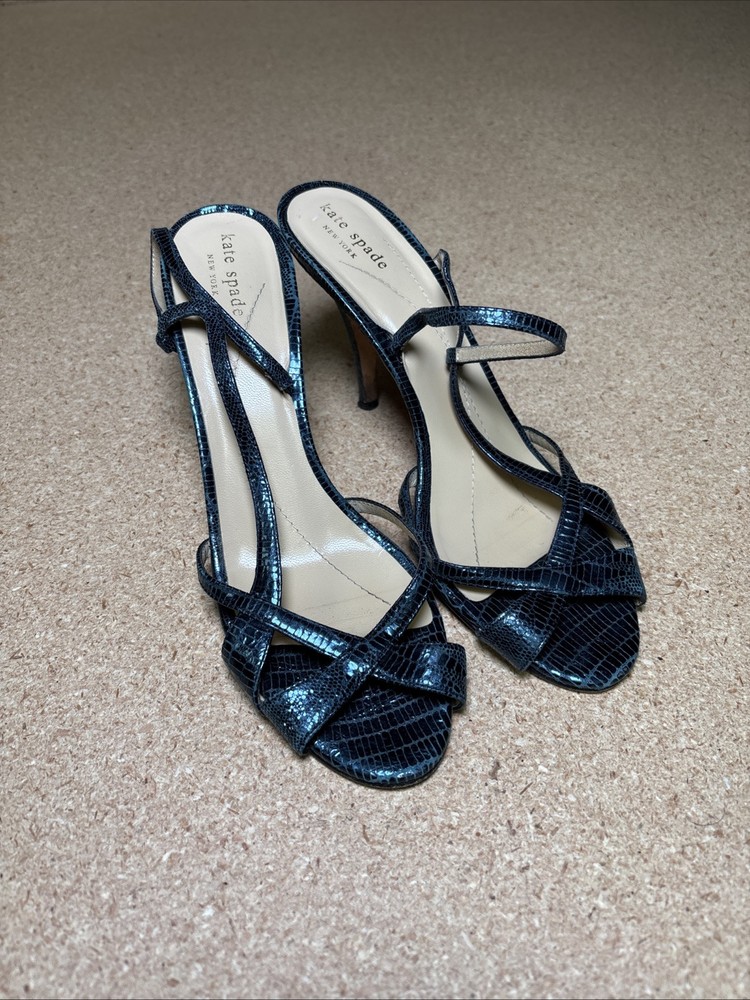 Kate Spade NY Snakeskin Metallic Ankle Strap Sandals Size 9.5 B Italian Made