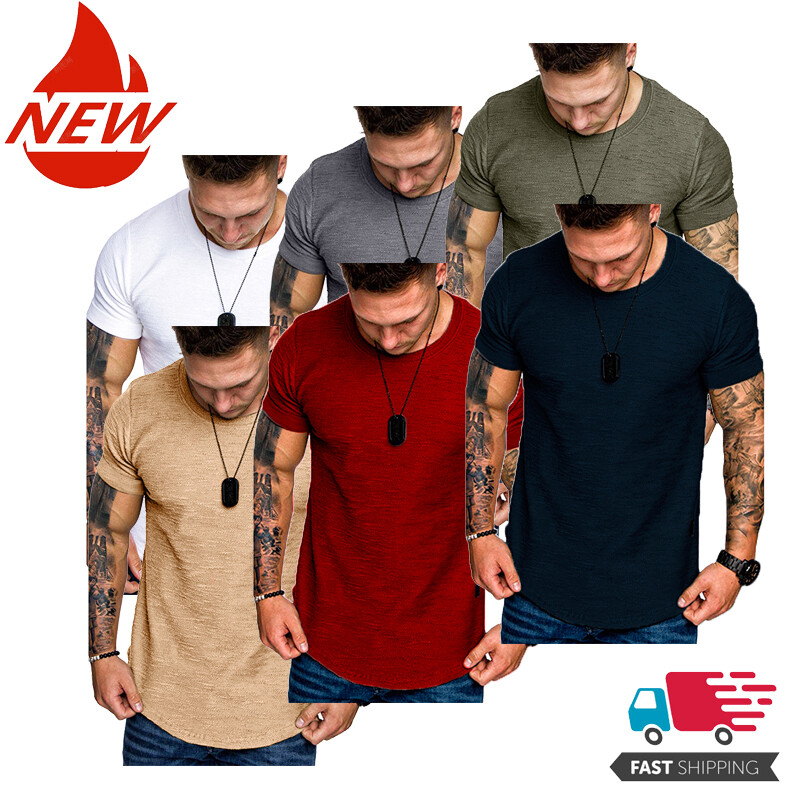 ❀Men Slim Fit O Neck Short Sleeve Muscle Tee Shirts  T-shirt Tops Blouse Casual