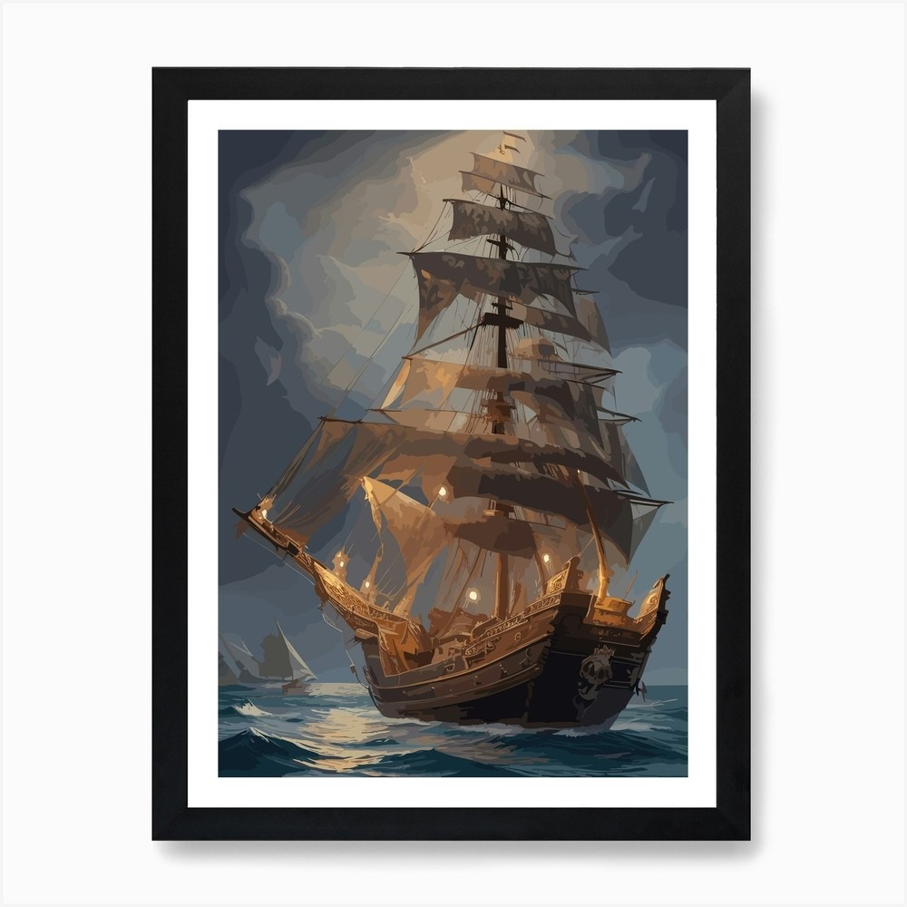 Ship Set Sails Art Print Framed Wall Art Poster Canvas Print Picture