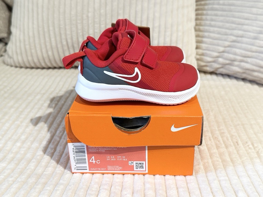 Nike Star Runner 3 TDV Size 4C Toddler Shoes Red White Kids Sneakers NEW