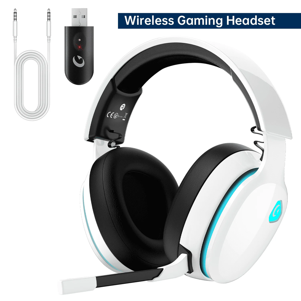 Wireless Gaming Headset for PS5 PC Switch Mac Bluetooth 5.3 2.4GHz USB Mic