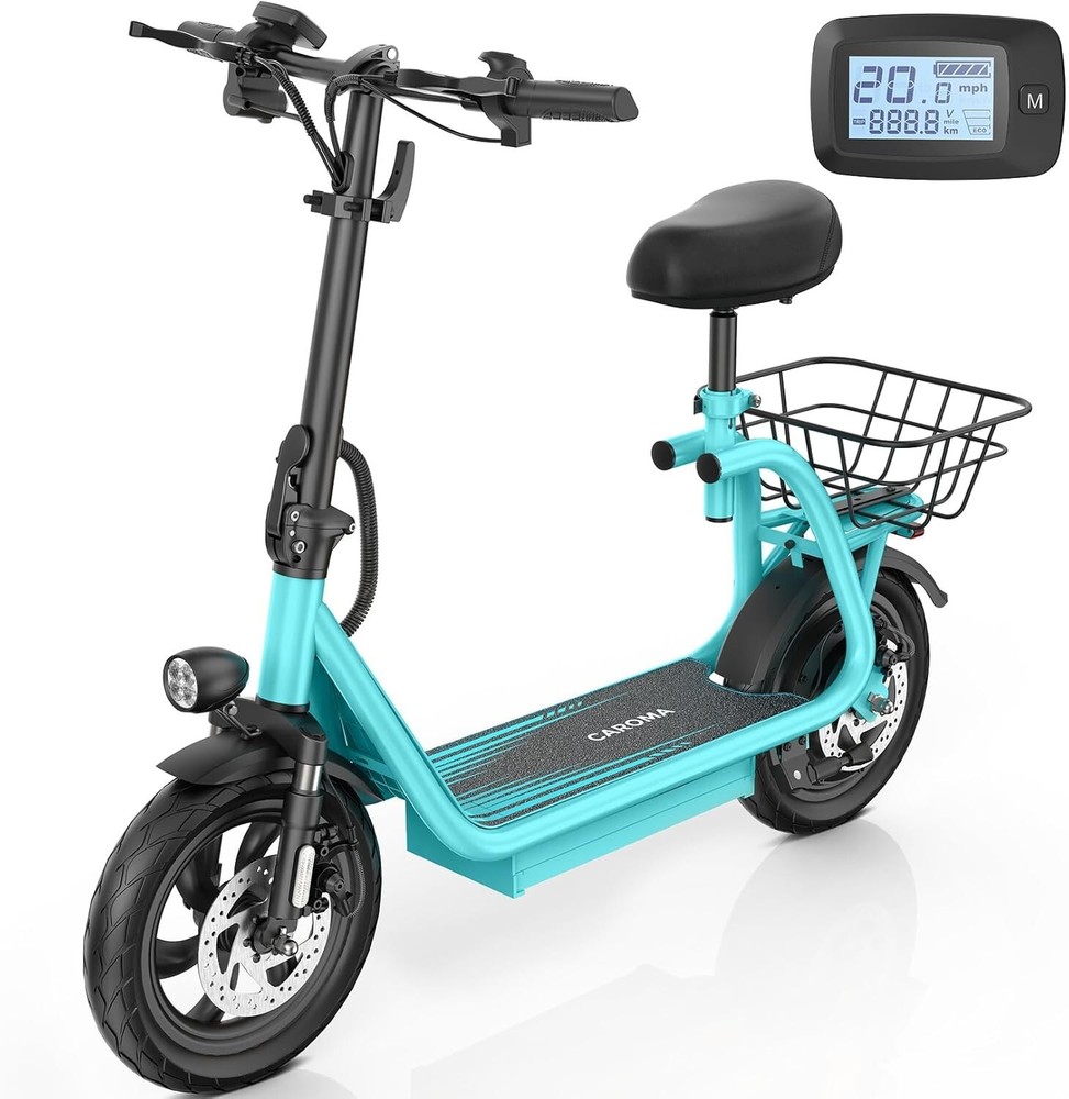 Foldable Electric Scooter with Seat, 1200W Peak Motor, Commuter for Adults&Teens