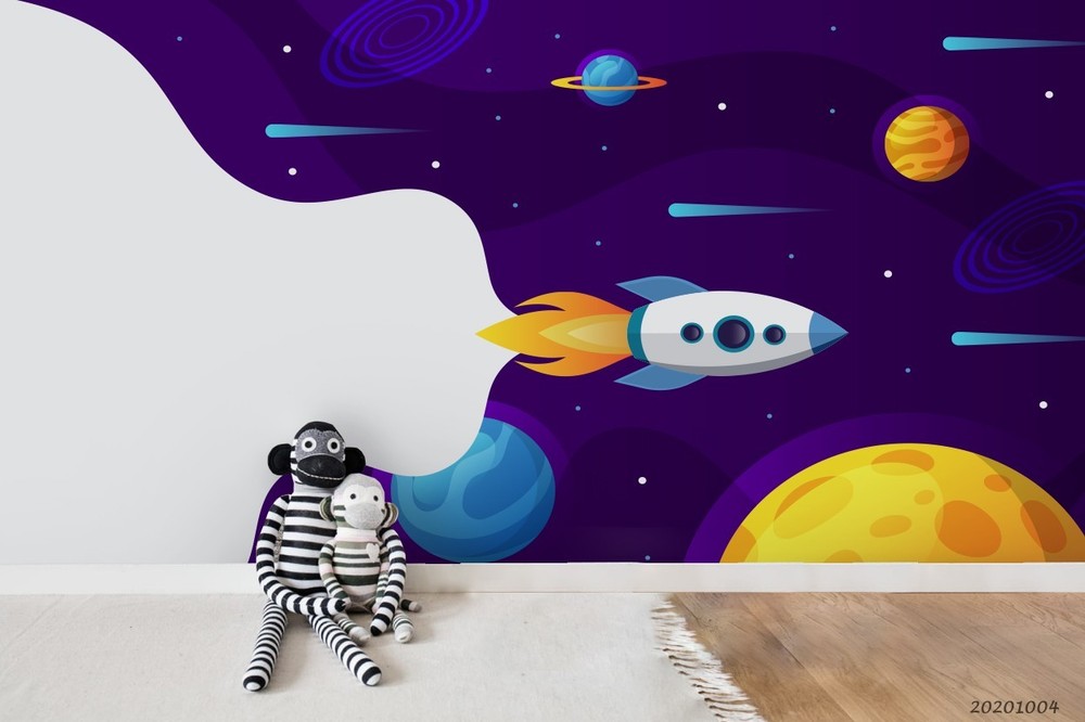 3D Space Planet Rocket Illustration Wall Murals Wallpaper Murals Wall Sticker 10