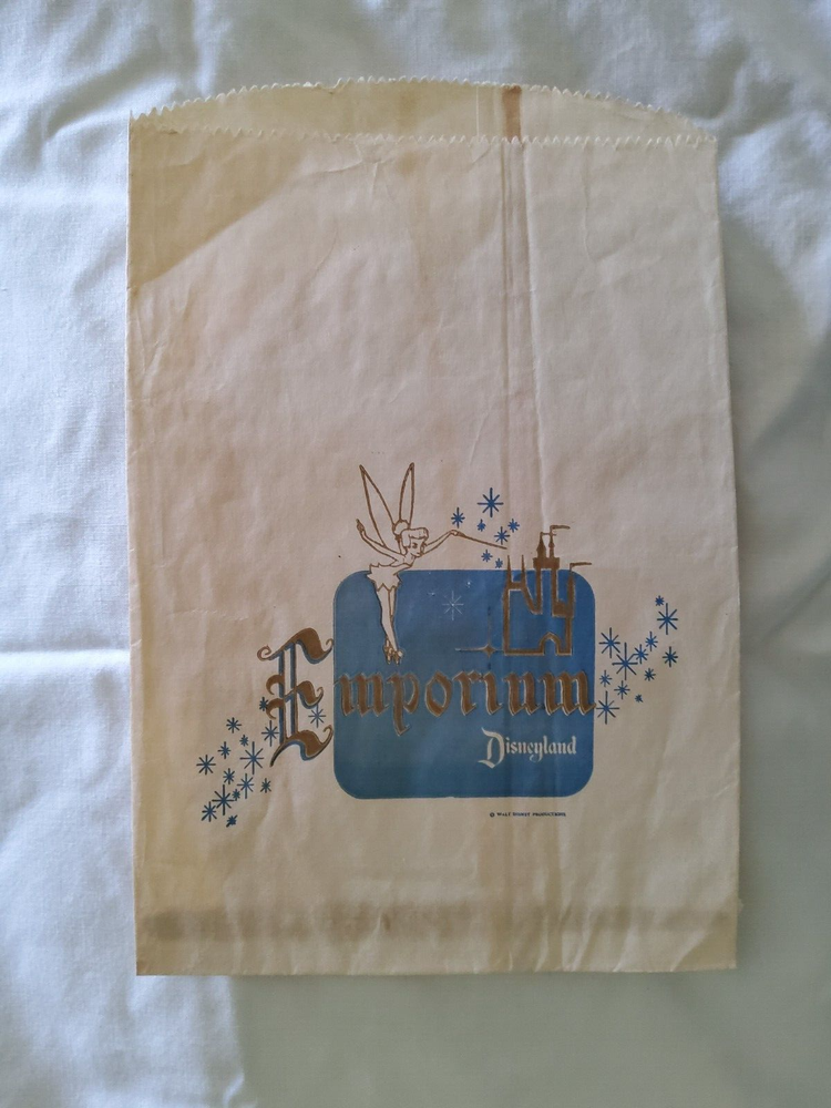 1950's vtg Disneyland Tinkerbell souvenir paper gift bag sack original Disney