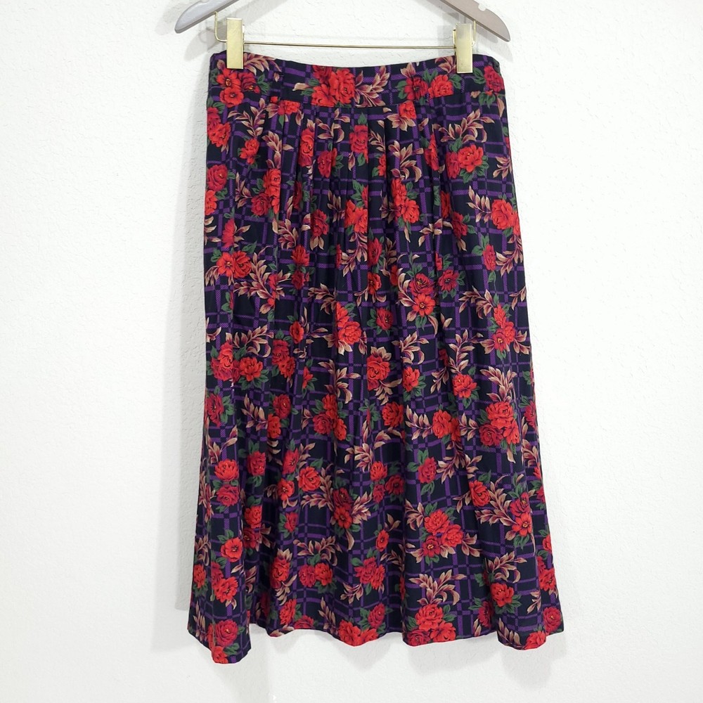 Separate Issue Vintage Skirt Womens Large Dark Floral 90s Midi Pockets Casual