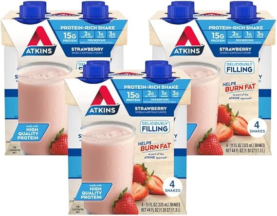 Atkins Strawberry Protein Shake Keto Friendly, 12 Count