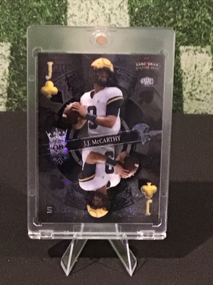 2023 Wild Card 5 Card Draw Stacked Deck JJ McCarthy PRC Black J Of Clubs 1/1