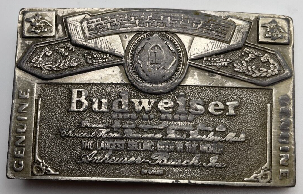 Genuine Budweiser The King of Beers Silver Belt Buckle