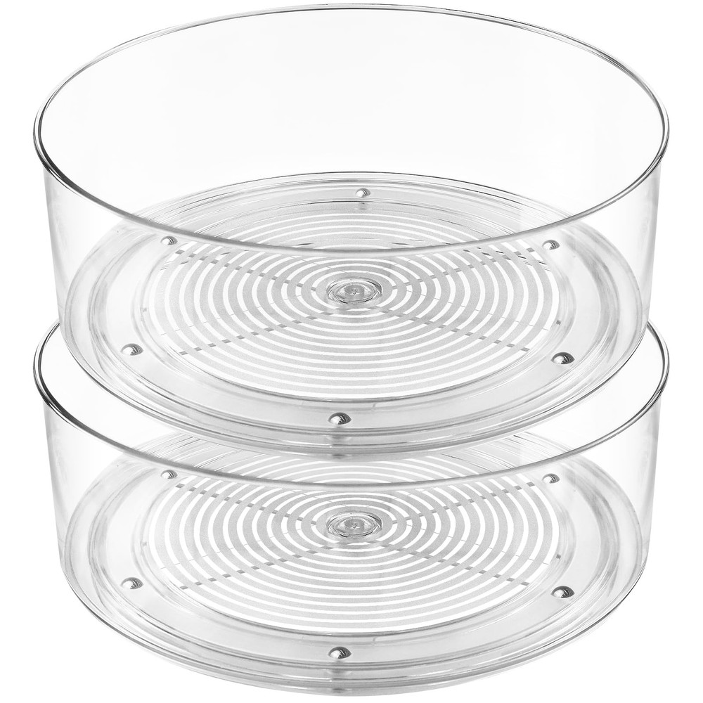 Lazy Susan Organizer, 2pcs 360 Degree Rotating Turntable Organizer, Round Pla...