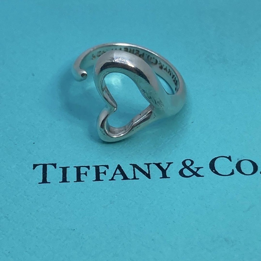 Tiffany Elsa Peretti Open Heart Ring No 12 in Sterling Silver