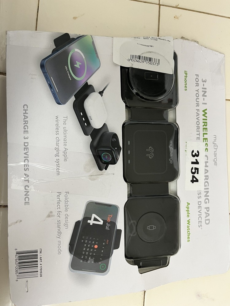 3-in-1 Mycharge Portable Wireless Charging Pad Travel Combo Open Box  