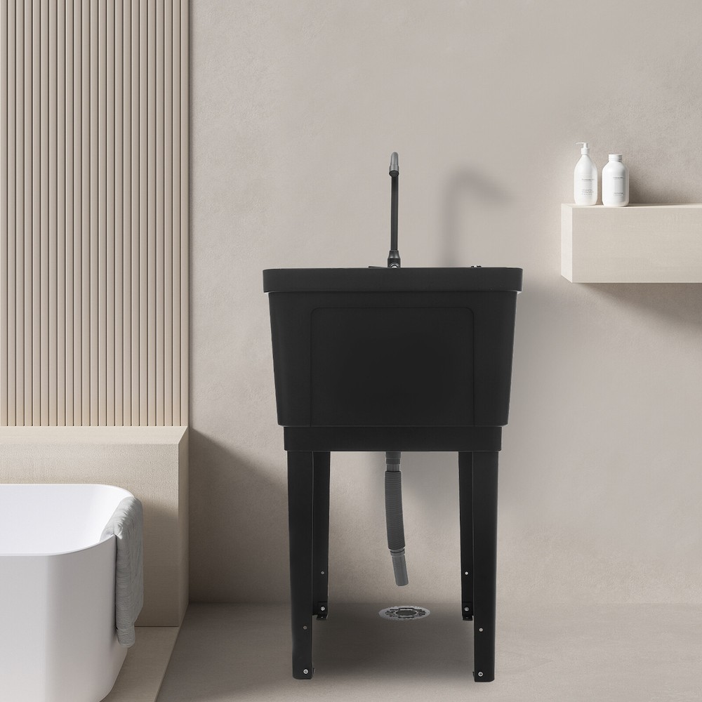 Compact Freestanding Space-Saving Laundry Tub with Rotatable Faucet