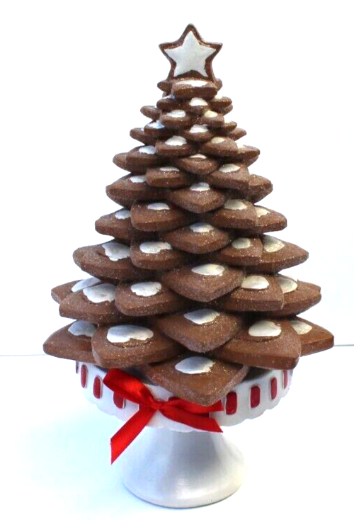 Christmas Gingerbread Star Cookie Tree Cake Stand Holiday Decor