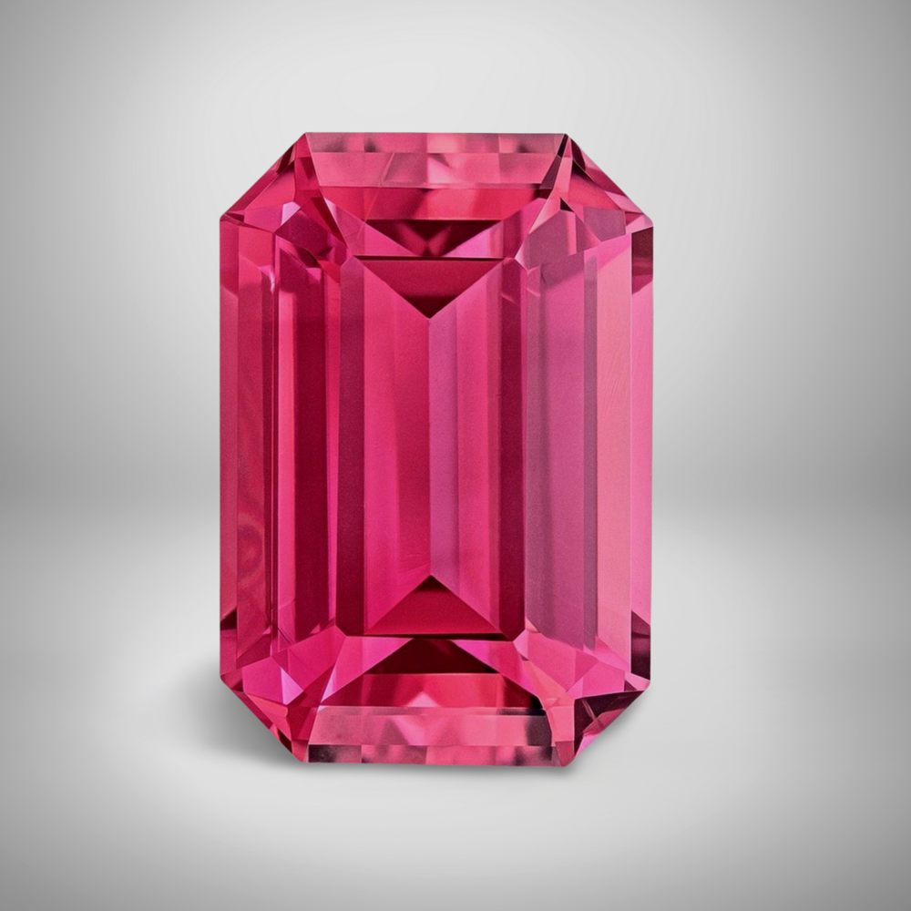 Vivid Pink Tourmaline Emerald Cut Loose Gemstone 2 Carats 9x7mm