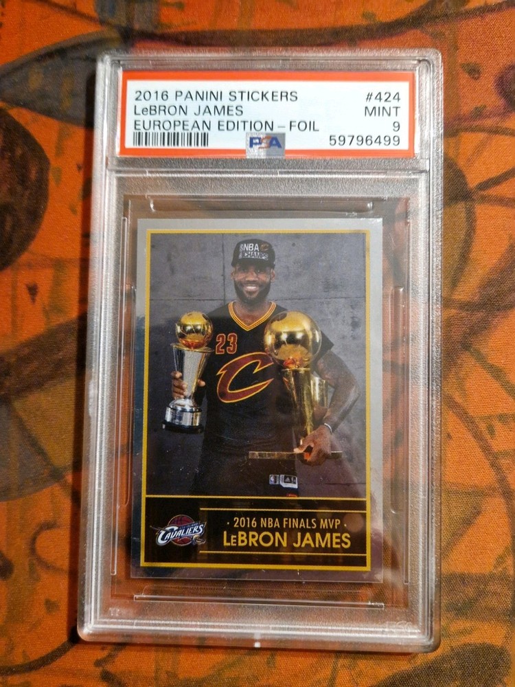 LEBRON JAMES 2016 Panini Stickers European Edition FINALS MVP FOIL PSA 9 MT #424