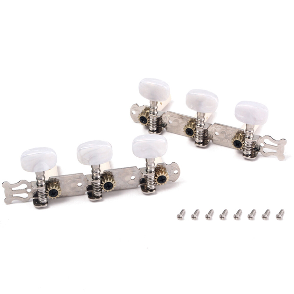Classical Guitar Tuning Pegs Keys Machine Heads Tuner with Plastic (Silver)