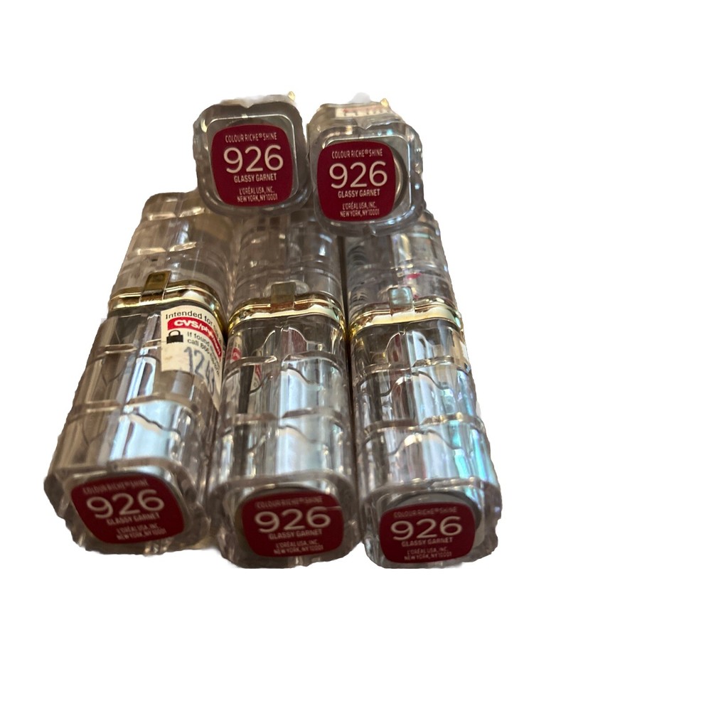 L'OREAL COLOUR RICHE SHINE LIPSTICK 926 GLASSY GARNET- 5 Pack!