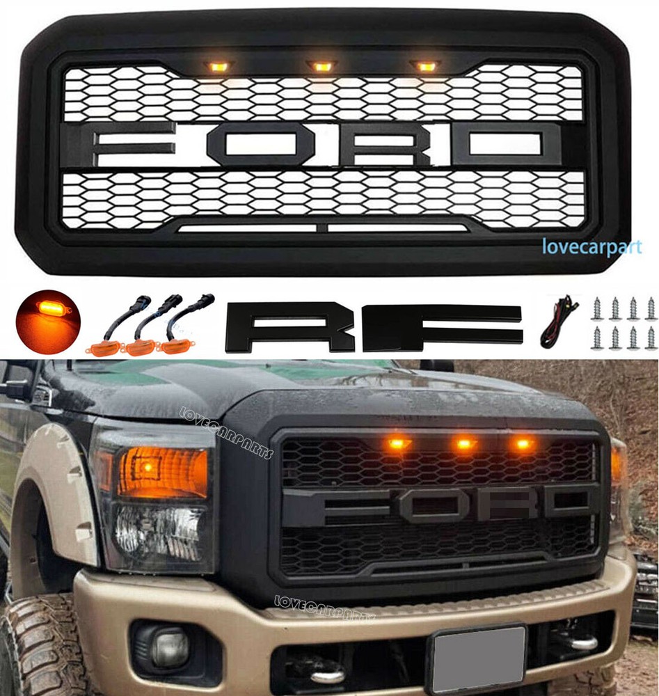 For For-d F250 F350 450 Grill 2011 2012 13 14 15 2016 Super Duty Grille w/LED