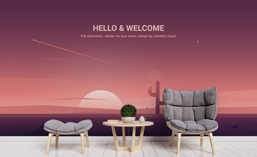 3D Desert Sunset Scenery Illustration Wall Murals Wallpaper Murals Wall Sticker