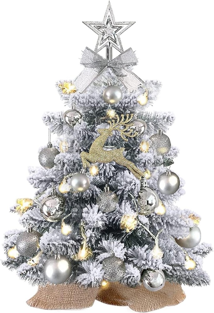 Mini Christmas Tree Prelit, Small Artificial Christmas Tree with Lights, Pre ...