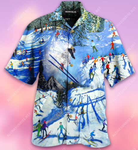 Life Is More Exciting On The Slopes Skiing Unisex Hawaiian Shirt Full Size S 5XL