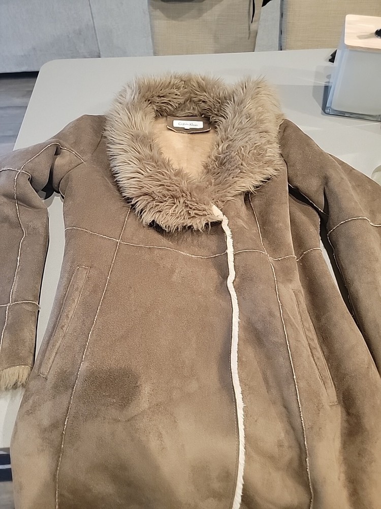 Calvin Klein Rare Winter Sherpa Faux-Shearling Coat in Medium Size