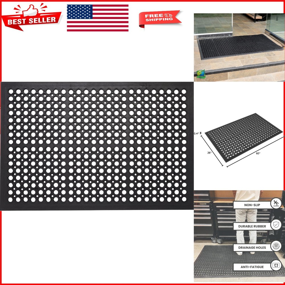 Multi-Purpose 36 x 60 Anti-Slip Rubber Floor Mat - Ideal for Bar & Entryways