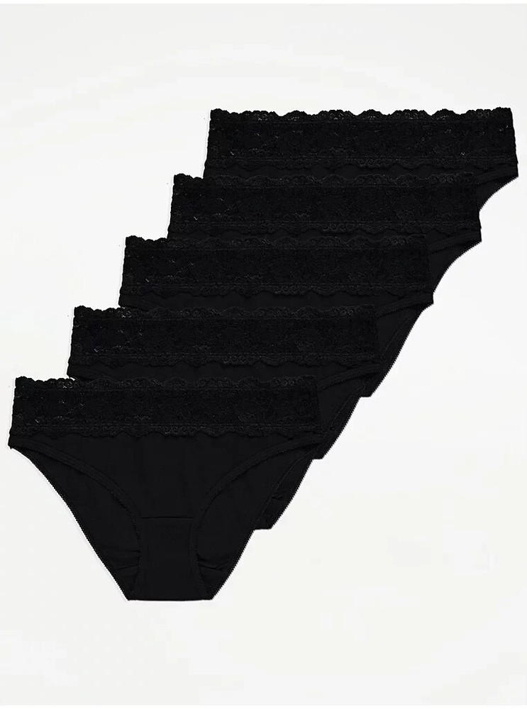 5 Pack High Leg Lace Knickers Briefs Pants Underwear