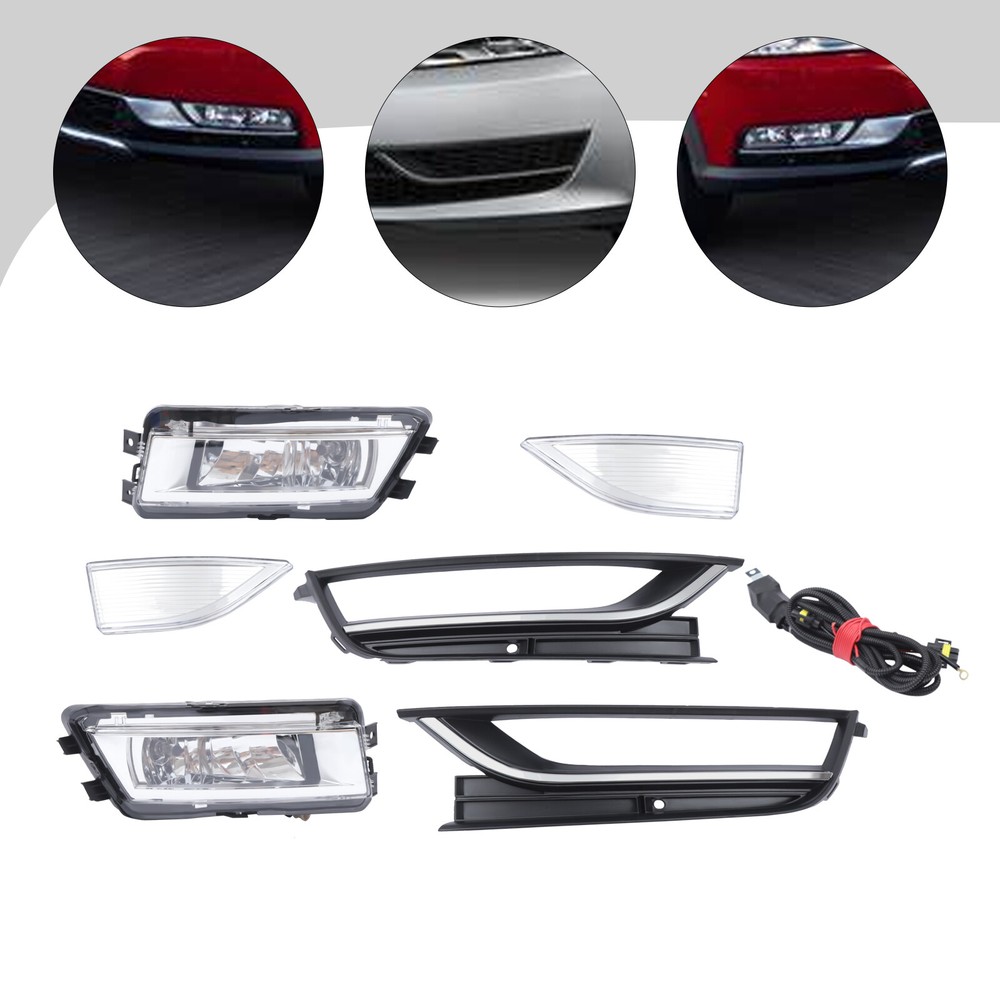 For Volkswagen Passat?2012-2015 Fog Light Kit LH+RH Fog Light W/ Bezels + Trim