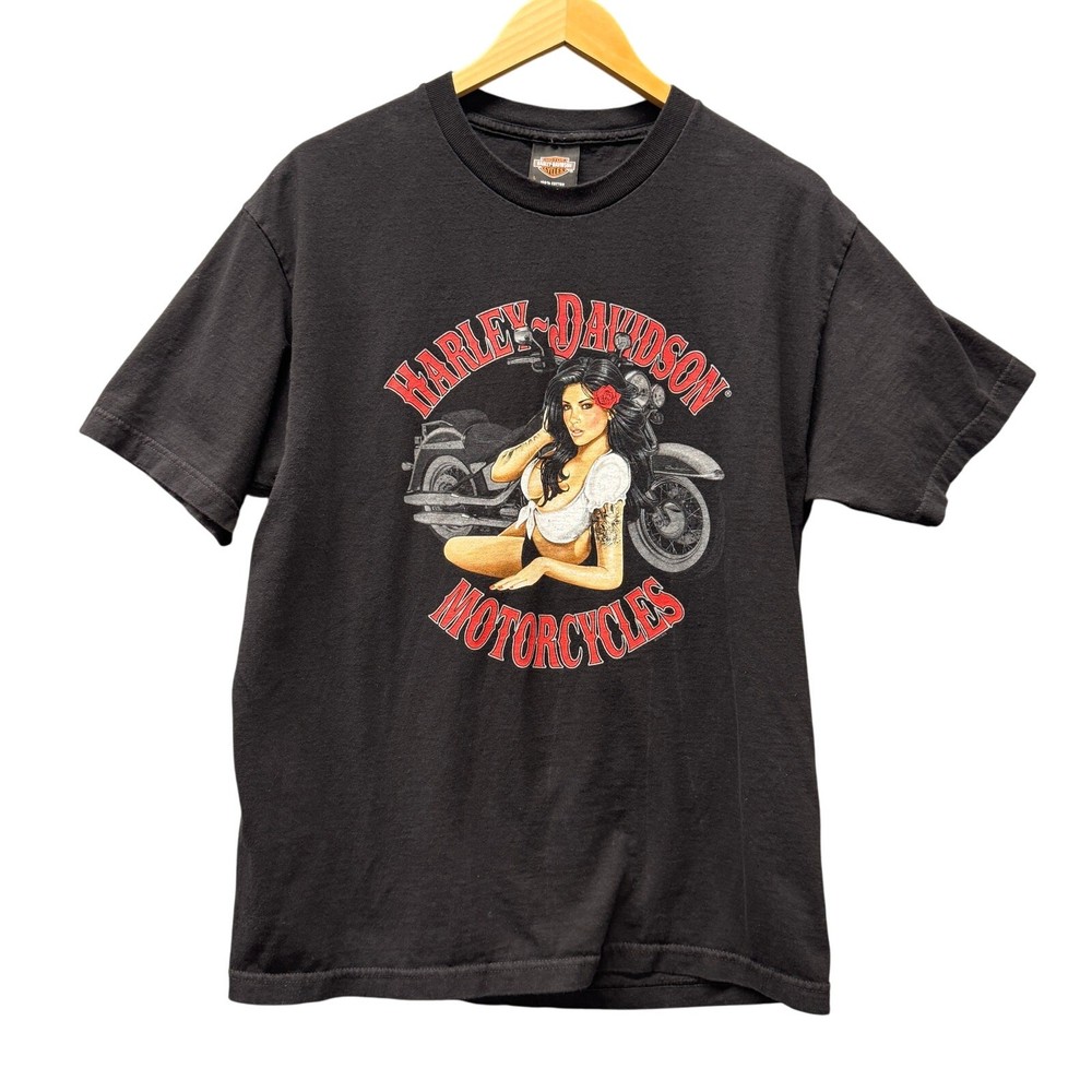 Harley-Davidson T-Shirt Mens Large Black LYNCHBURG TN Pin Up Girl Motorcycle