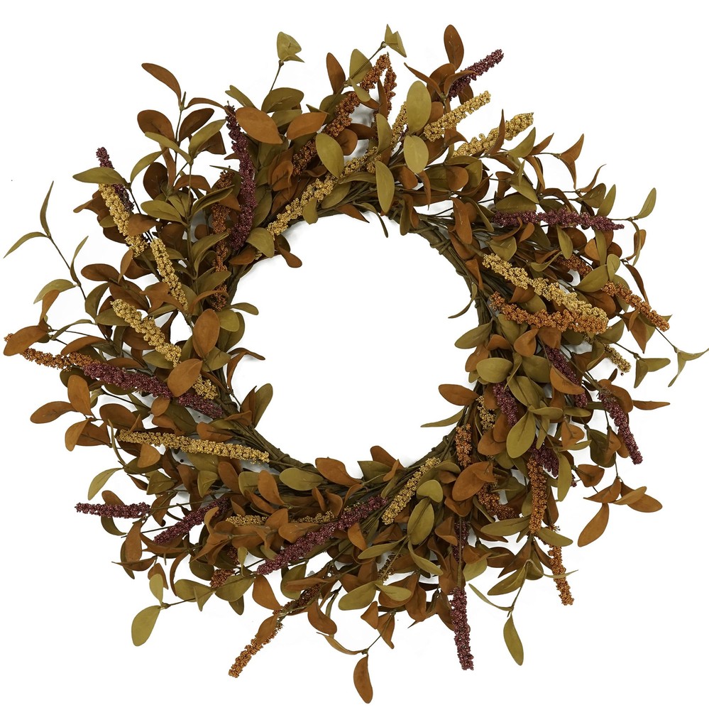 20 inch Fall Wreath Autumn Eucalyptus Wreath Harvest Wreath with Eucalyptus L...