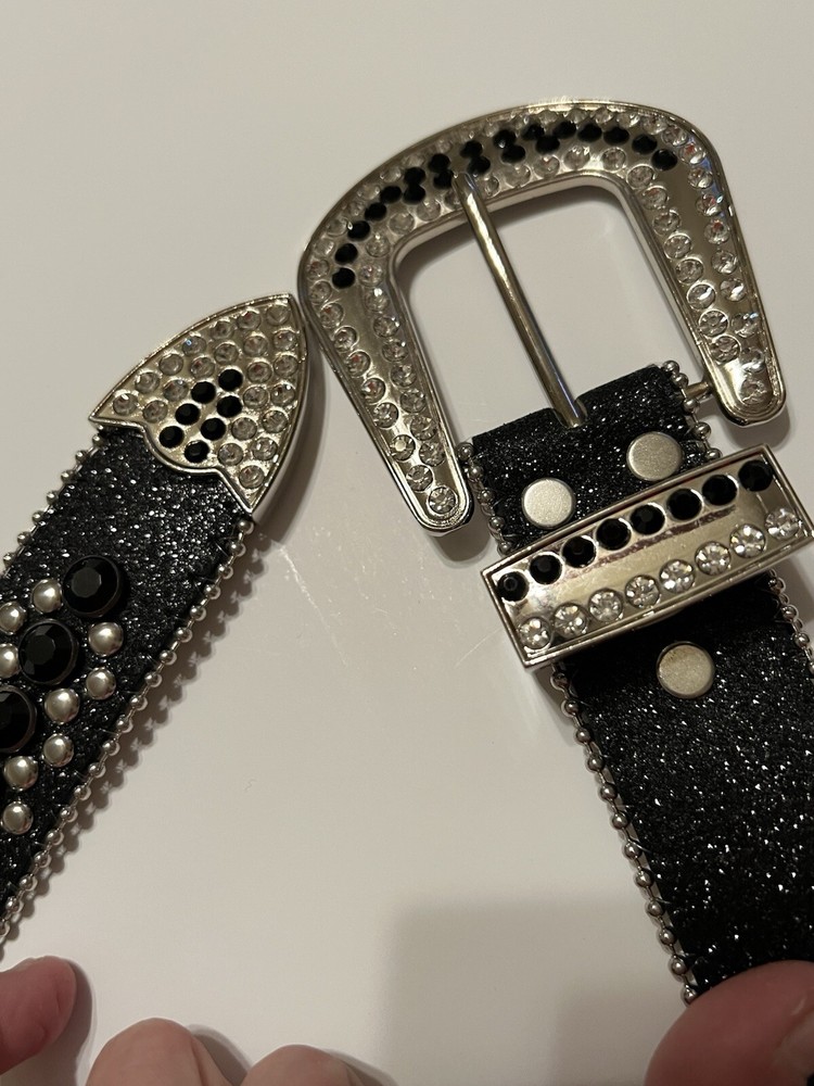 New Skull Pirate Women's Western Crystal Rhinestone Studded Leather Belt