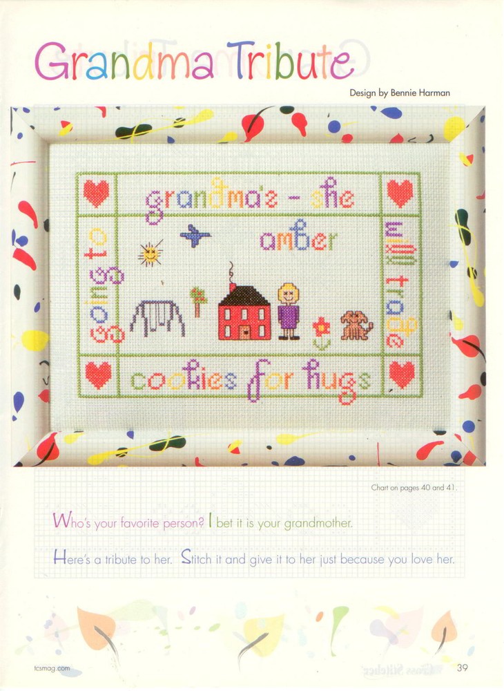 Grandma Tribute Cross Stitch Magazine Pattern - Bennie Harman