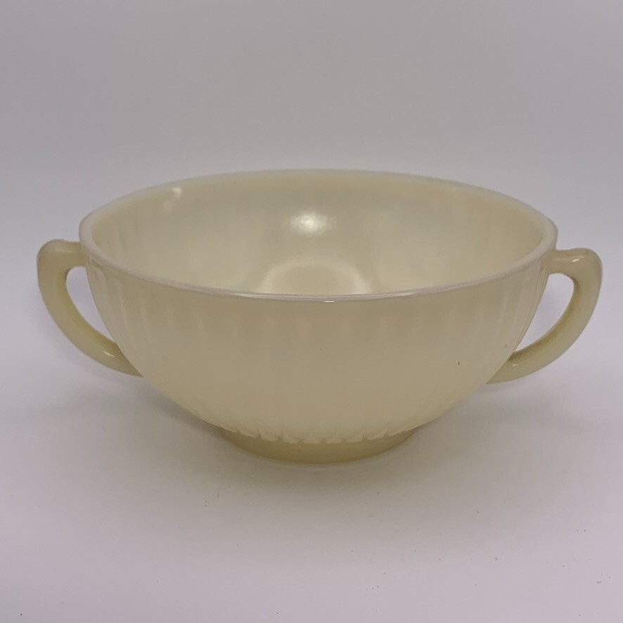 MacBeth Evans Monax Beige Cream Soup Bowl with Dual Handles  