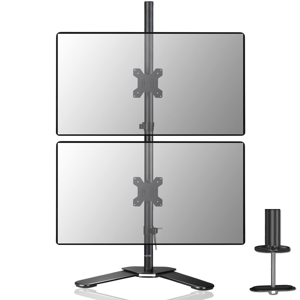 Dual LED LCD Monitor Stand up Free-Standing Desk Mount for 2 / Screens up to ...