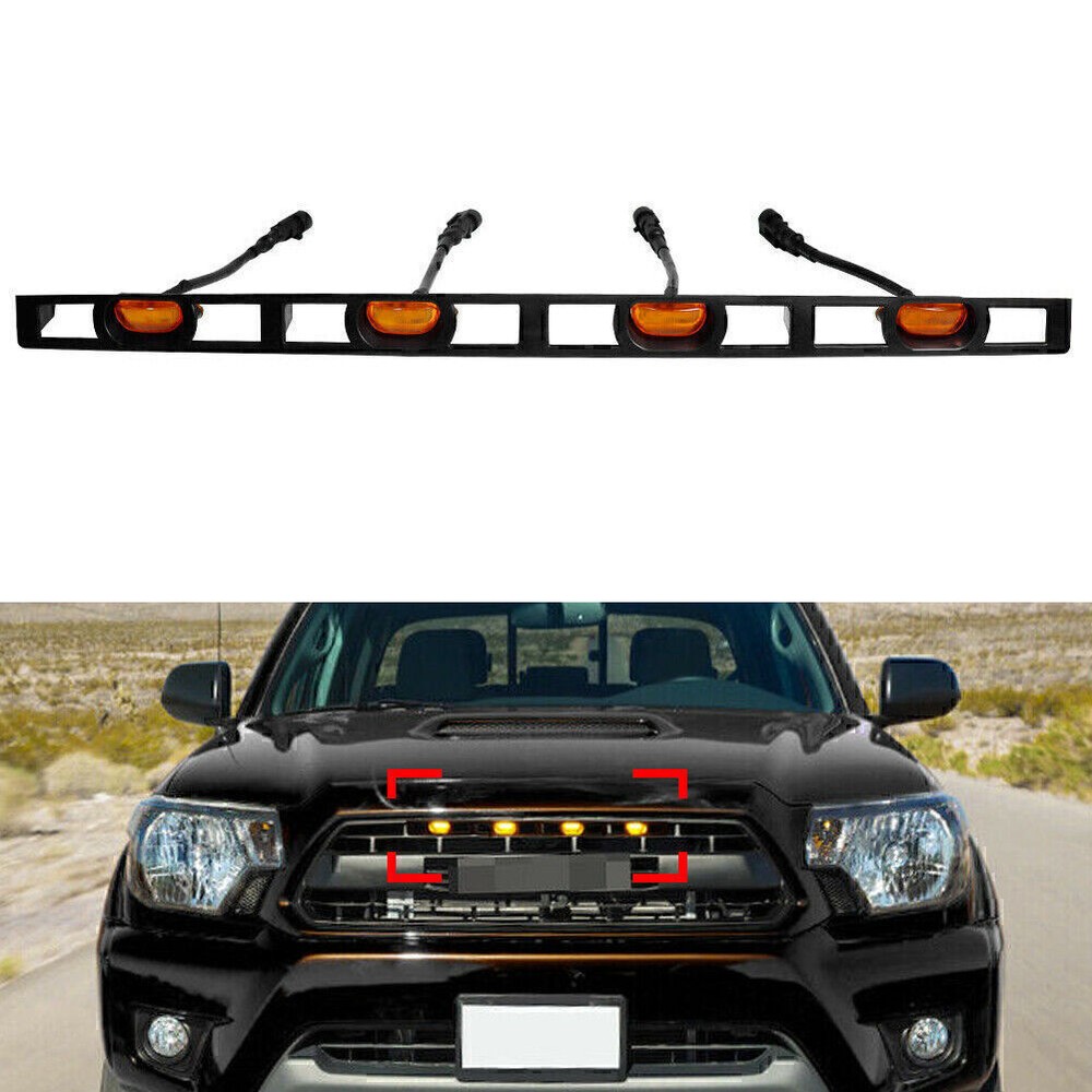 Front Hood Grille Amber LED Light Assy w/Wire Harness For Toyota Tacoma 2012-15