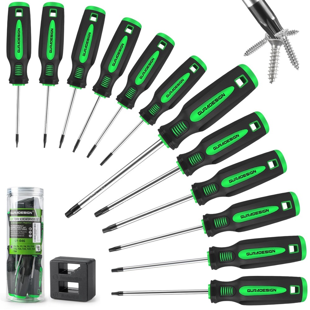 13-Piece Magnetic Torx Screwdriver Set T5 to T40 Star Bits