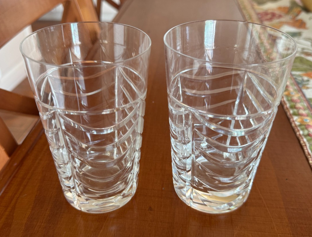 Tiffany & Co SWAG Crystal Royal Brierly -- Set of 2 Highball Glasses 5 1/4